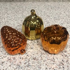 🆕🍁 Set of 3 Fall Ceramic Metallic Decor